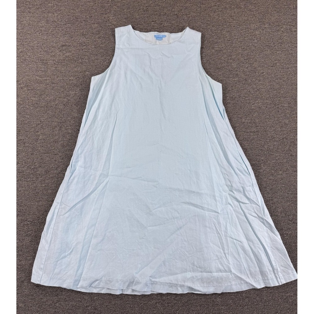 J McLaughlin‎ Dress Womens Medium Blue Linen A Line Swing Sleeveless Shift